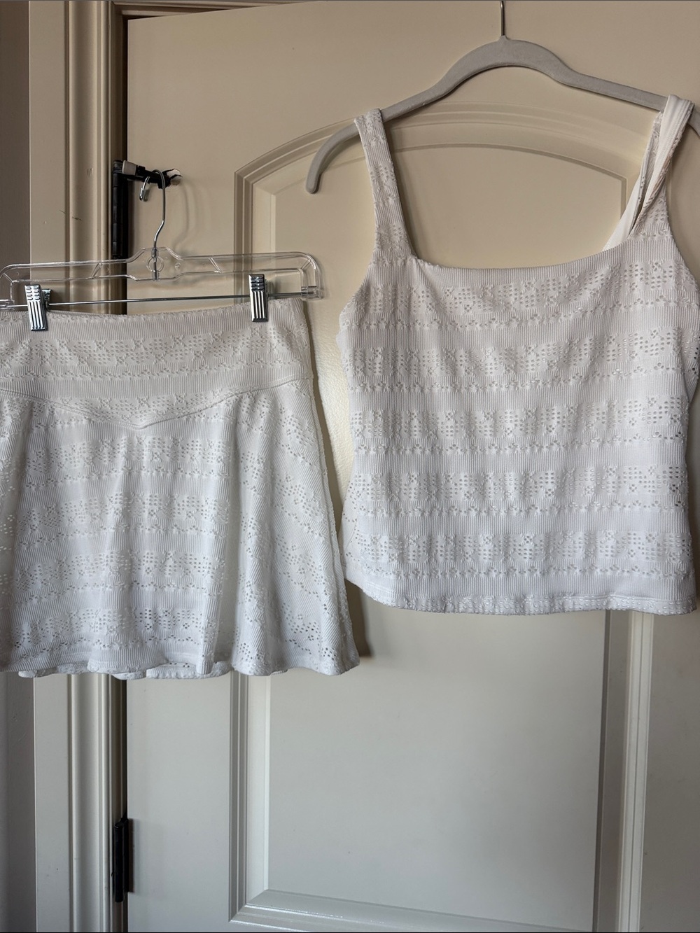 all in motion White Eyelet Circle Skirt & Tank Set